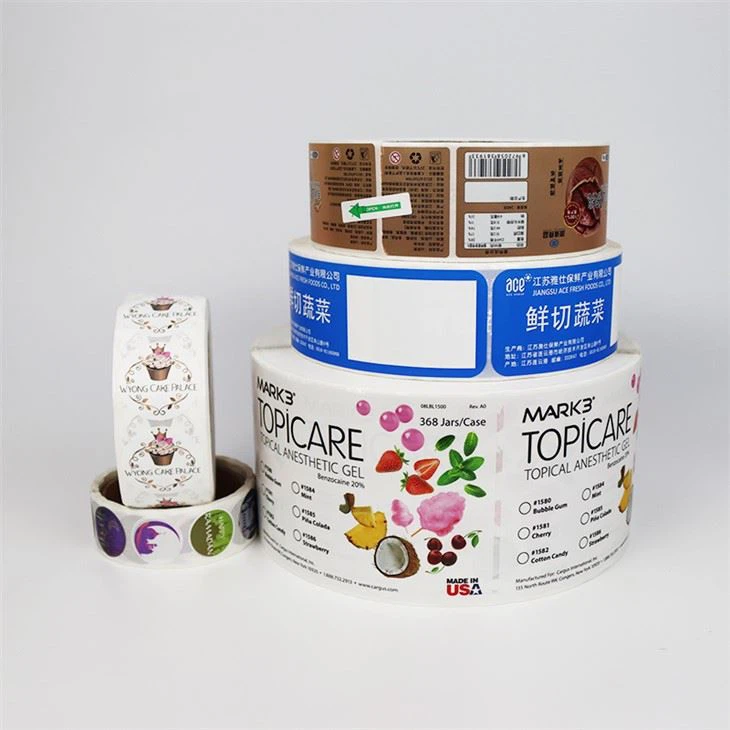 الجملة جولة لفة PET التسمية مخصص للماء ذاتية اللصق متعدد الطبقات ملصق الطباعة